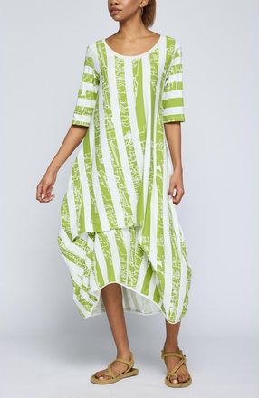 Luukaa D'Celli Amethyst Striped Jersey Dress in Lime at Nordstrom, Size 12
