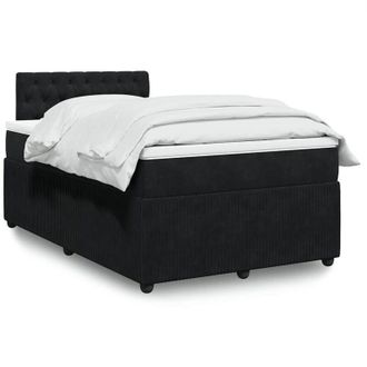 vidaXL Cama Box Spring Con Colch&oacute;n Terciopelo Negro 120x190 Cm Vidaxl