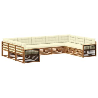 vidaXL Conjunto De Sof&aacute;s De Exterior 9 Uds. Natural Y Crema Vidaxl