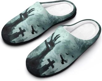 Generic Scary Skull Head Funny Mens Cotton Slippers Soft Non-Slip Rubber Sole House Slipper Indoor Outdoor