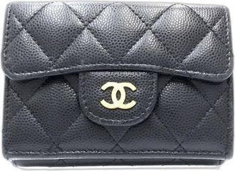 Chanel Black Grained Calfskin Wallet (Tri-Fold) (Pre-Owned)