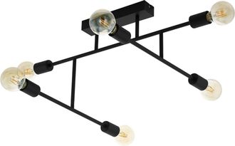 Loops Pendant Ceiling Light Colour Black Chrome Criss Cross Design Bulb E27 6x40W