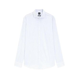HUGO BOSS Overhemden, Heren, Blauw, M, Katoen, Slim-fit Gestreept Overhemd
