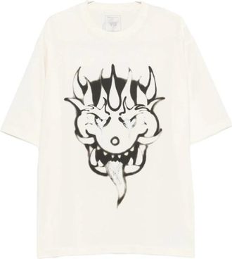 Yohji Yamamoto Gfx Short Sleeve Tee - Heren - T-shirts - Wit - XL - Katoen - Tops
