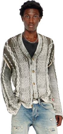 Diesel Treated cable-knit cardigan - Knitwear - Man - Multicolor