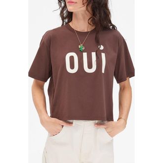 Clare Vivier Le Carre Oui Graphic T-Shirt in Chocolate at Nordstrom Rack, Size Xx-Large