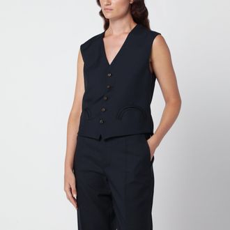 Blaz&eacute; Milano Gilet Feral in lana e mohair navy