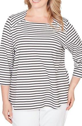 Ruby Rd. Novelty Stripe Top in White /Black at Nordstrom Rack, Size 3 X