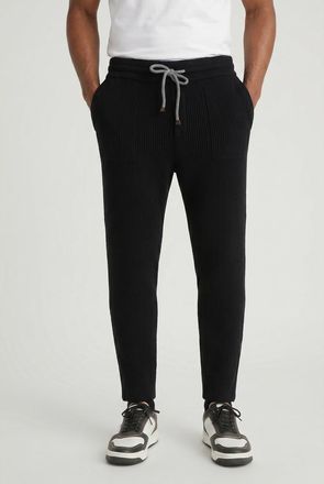 Brunello Cucinelli Black Wool Knit Trousers, Size X-Large