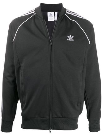 adidas stripe trim track jacket - men - Cotton/Recycled Polyester - S - Black