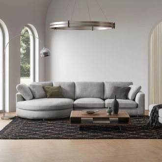 Castlery Performance Fabric Round Chaise Sectional Sofa in Grey by Castlery