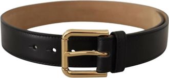 Dolce & Gabbana Klassieke Gouden Taille Riem met Gesp - unisex - Riemen - Zwart - ONE Size - Leer - Accessoires