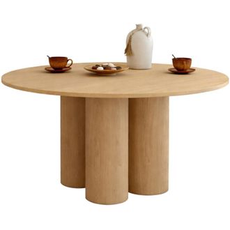 IDMarket Tavolo da pranzo rotondo ELOISE per 6 persone, faggio 110 cm