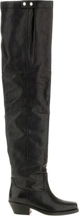 Isabel Marant Over-the-Knee Laarzen - Dames - Over de knie laarzen - Zwart - 39 EU - Leer - Schoenen