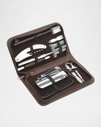 Royce Leather Monogrammed Leather Travel Grooming Toiletry Kit, Personalized