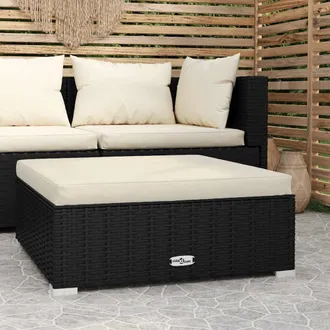vidaXL Vidaxl - Reposapi&eacute;s De Jard&iacute;n Con Coj&iacute;n Rat&aacute;n Sint&eacute;tico Gris 70x70x30 Cm