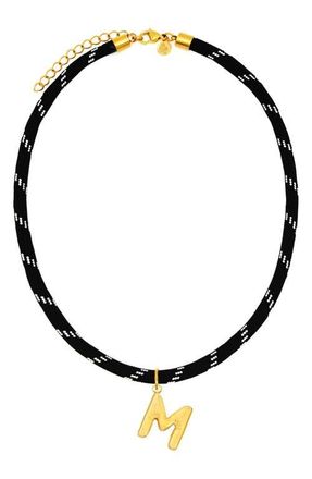Petit Moments Bubble Initial Pendant Cord Necklace in Black-M at Nordstrom