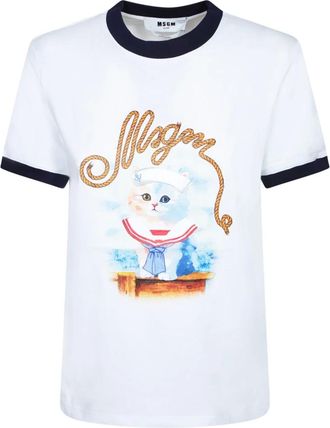 Msgm Mujer, Camisetas, Blanco, Talla: S