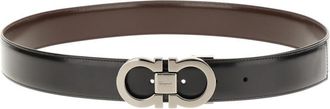 Ferragamo Black Gancini Solid Reversible Belt