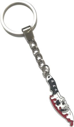 Generic KEYRING - Silver Plated. Split Ring. Key Ring. Halloween, Horror, Goth, Emo, Fantasy. Gothic Dagger With Skull