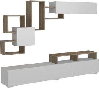 VENTE-UNIQUE.COM Mueble de TV de pared melamina color natural claro, blanco