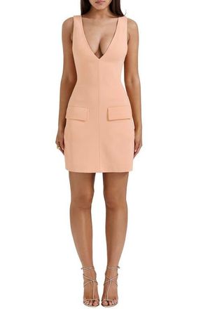 House of CB Olympia Sleeveless Cocktail Minidress in Peach Nectar at Nordstrom, Size X-Large Long