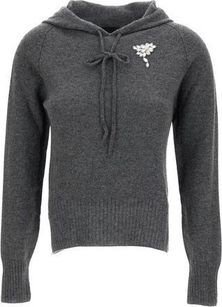 Simone Rocha Verfraaide Relaxed Kasjmier Vest - Dames - Cashmere truien - Grijs - M - Kasjmier - Truien & Vesten