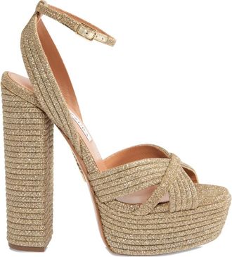 Aquazzura 140 mm Sundance sandalen met plateauzool - Beige