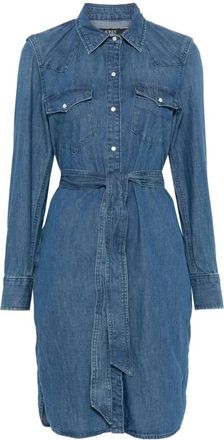 Ralph Lauren Lange Mouw Damesjurk - Dames - Shirt Kleedjes - Blauw - XL - Katoen - Kleedjes