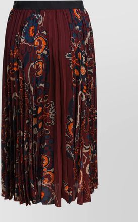 sacai pleated floral pattern mid-length skirt