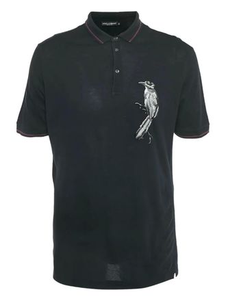 Dolce & Gabbana bird-embroidery polo shirt - Black