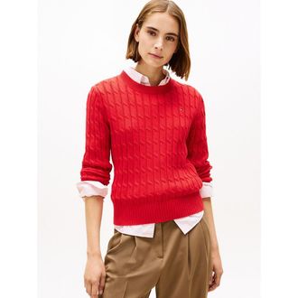 Tommy Hilfiger Kabeltrui met lange mouwen en ronde hals