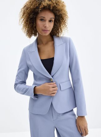Contemporaine Womens Crest-button stretch crepe fitted Blazer Jacket