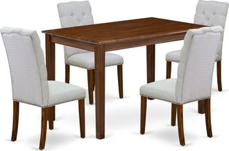 East West Furniture 5 Piece Dining Room Furniture Set Consist of a Rectangle Dining Table