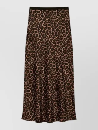 Anine Bing leopard silk midi skirt high waist