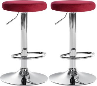 Clp Clp - Set De 2 Taburetes De Bar Ponte En Terciopelo Rojo Metal Cromado