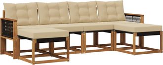 vidaXL Conjunto De Sof&aacute;s De Exterior 6 Uds. Natural Y Beige Vidaxl