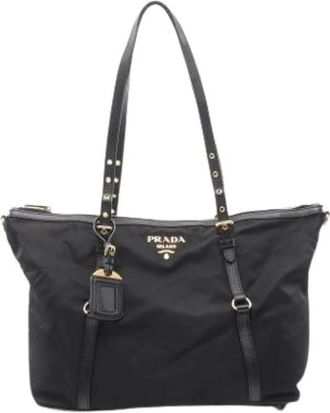 Prada Pre-owned Tote Bags, female, Black, Size: ONE SIZE Pre-owned Nylon Tote Bag
