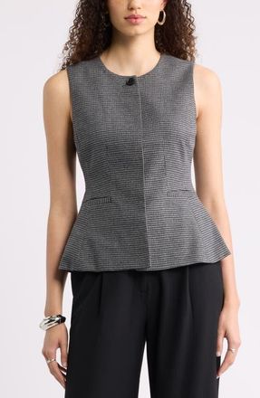 Nordstrom Patterned Peplum Vest in Black- Grey Mini Check at Nordstrom, Size Xx-Small