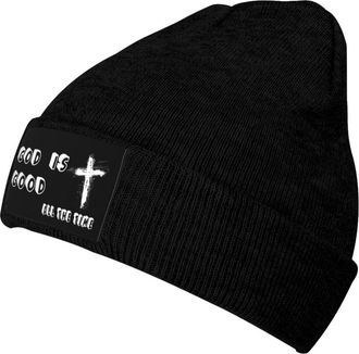 Generic Knit Hat God is Good All The Time for Cold Weather Work Hat Cute Chemo Headwear Stretchy Knitted Skull Cap for Cycling Ski Autumn