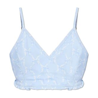 LoveShackFancy Erza Short Sporttop - Dames - Tops zonder mouwen - Blauw - S - Leer - Tops