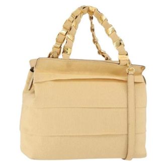 Ferragamo Pre-owned Hand Bag - Dames - Vintage Handtas - Geel - ONE Size - Leer - Vintage