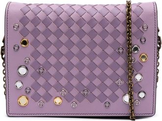 Bottega Veneta Pre-owned Bottega Veneta Nappa Intrecciato Studded Wallet on Chain S01640780B