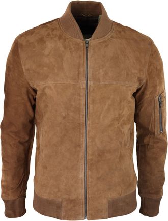 TruClothing Suede Bomber Jacket Leather Varsity Casual