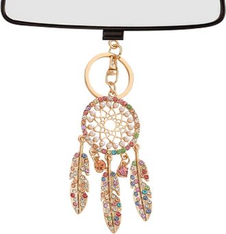 Generic Dream Catcher Key Ring - Dream Catcher Bag Charm with Rhinestones | Fashion Feather Charm, Lucky Ornament for Women and Girls, Colorful, Refer to desc
