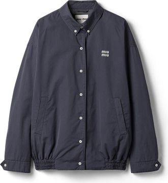 Miu Miu Old Poplin Blouson Jacket, Woman, Smoky Gray, Size 36