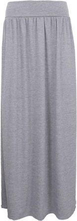 Janisramone Womens Long Pleated Skirt, Fold Over Long Line Elasticated Waist Skirts, Stretch Jersey Summer Gypsy Skirts, Casual Floor Length Long Maxi Skirt, Plai