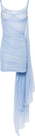 MUGLER draped mini dress - women - Cupro/Polyamide/Elastane - 34 - Blue