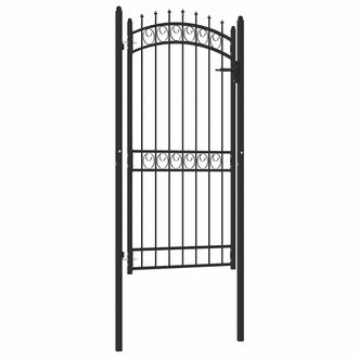vidaXL Puerta De Valla Con Picos Acero Negro 100x200 Cm Vidaxl