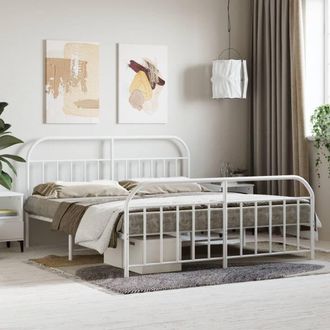 Berkfield Home Metal Bed Frame with Headboard & Footboard White 183x213 cm